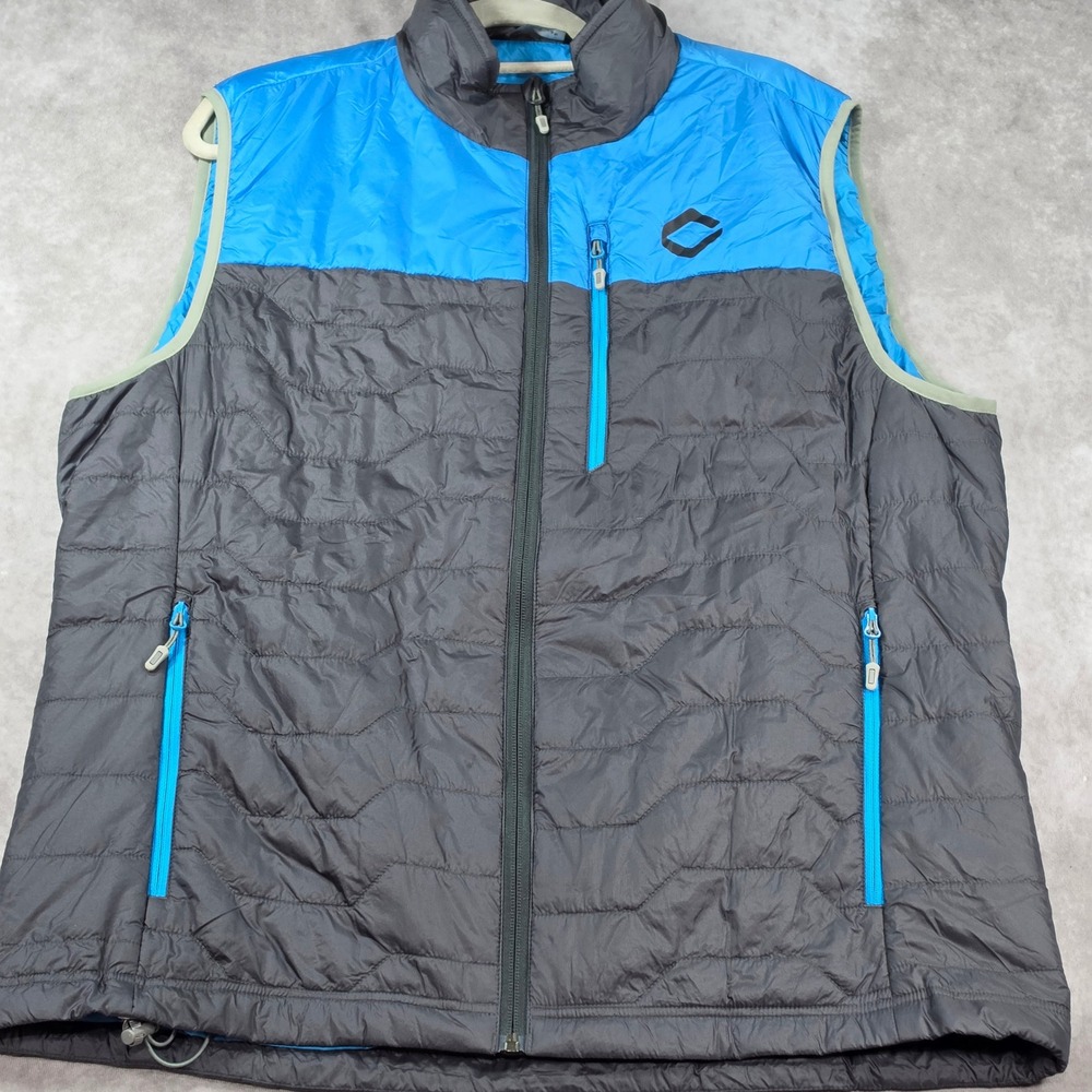 Hexa Custom Crestone Puffer Vest Mens XL Regular Gray Blue Excellent Quilted Zip